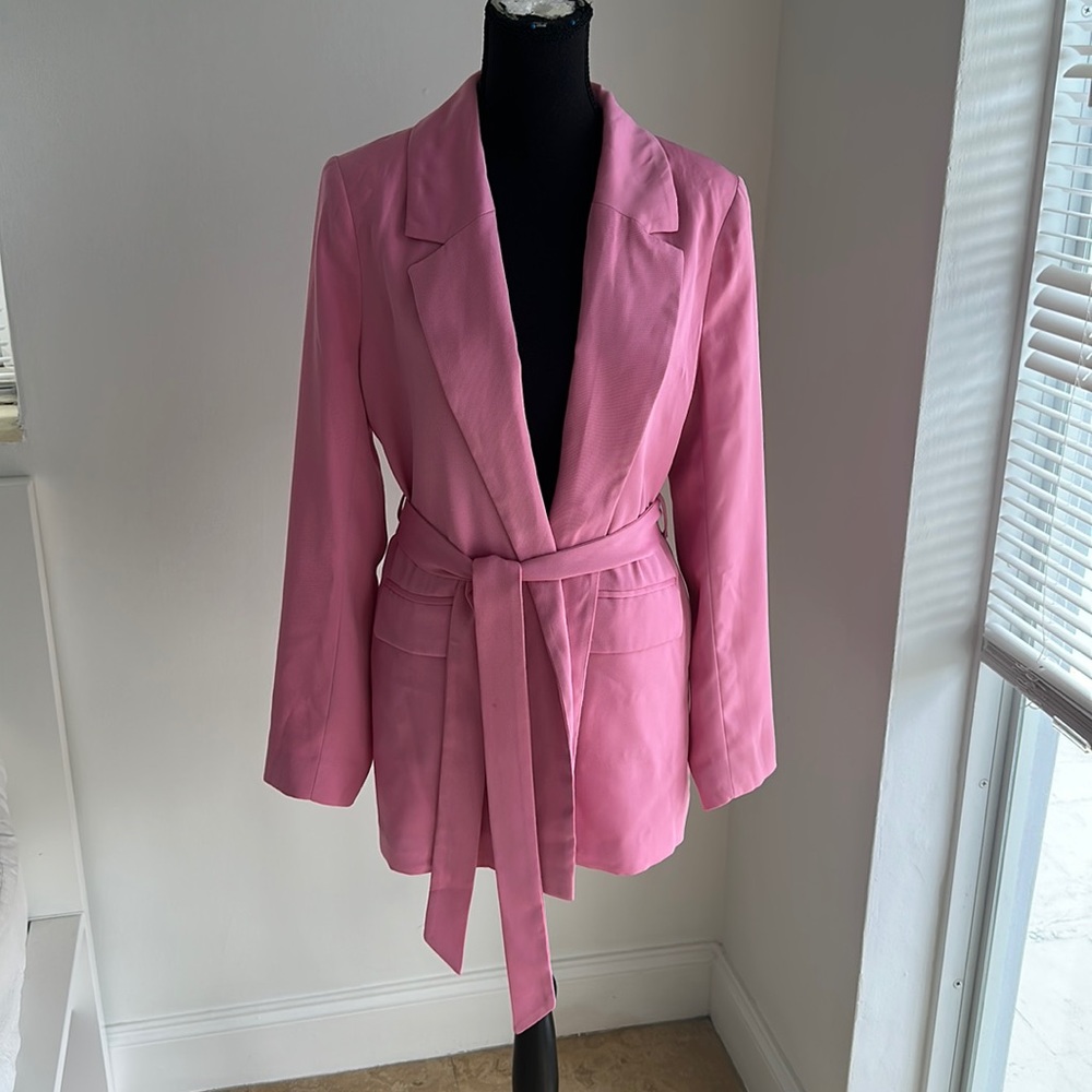 River Island pink blazer with belt